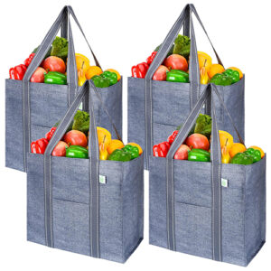 VENO 4 Pack Reusable Grocery Bags